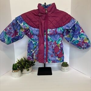 Vintage Skyline Robin International Toddler Jacket 3T Floral Quilted Retro 90s